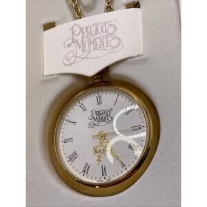 Vintage Precious Moments Love One Another Pocket Watch Necklace Works New Batter